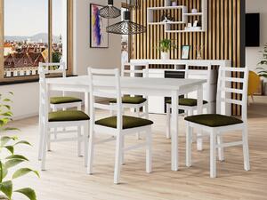 Rozkladací jedálenský stôl so 6 stoličkami AL02, Morenie: biela - L, Poťahové látky: Kronos 7 Mirjan24 5903211236211
