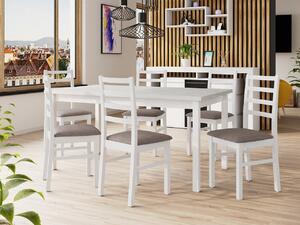 Rozkladací jedálenský stôl so 6 stoličkami AL02, Morenie: biela - L, Poťahové látky: Hygge D20 Mirjan24 5903211266379