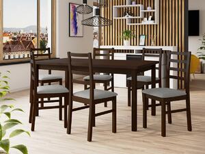 Rozkladací jedálenský stôl so 6 stoličkami AL02, Morenie: Orech - L, Poťahové látky: Hygge D91 Mirjan24 5903211266447