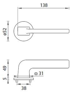 Dverové kovanie MP DARA - R 4007 5S (T - Titan), kľučka-kľučka, Bez spodnej rozety, MP T (titán)