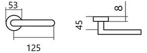 Dverové kovanie TWIN LEKO FINE IH 004 KOV (EN 1906 tř.3), kľučka/kľučka, okrúhla rozeta, Okrúhla rozeta s otvorom pre obyčajný kľúč BB, Twin E (nerez matná)