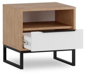 Nočný stolík ANDRO, 45x45x40, hikora/biely mat