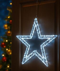 LED vianočná hviezda – svietiaca dekorácia, 45 cm, studená biela, 800 LED, 8 programov, diaľkové ovládanie
