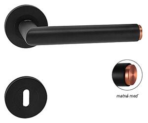 Dverné kovanie MP Lucia Select - R (Grafit čierna / meď), kľučka-kľučka, Otvor na cylindrickú vložku PZ, MP Grafit černá / měď