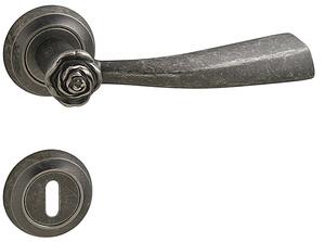 Dverové kovanie MP Rose - R (antik šedá), kľučka-kľučka, Otvor na cylindrickú vložku PZ, MP Antik šedá