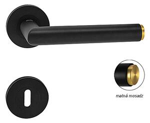 Dverové kovanie MP Lucia Select - R (grafit čierná+matná mosaz), kľučka-kľučka, Bez spodnej rozety, MP BS (čierna mat)