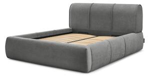Sivá čalúnená dvojlôžková posteľ s úložným priestorom s roštom 160x200 cm Vernon – Bobochic Paris