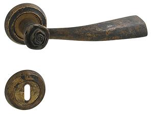 Dverové kovanie MP Rose - R (antik bronz), kľučka-kľučka, Otvor na cylindrickú vložku PZ, MP Antik