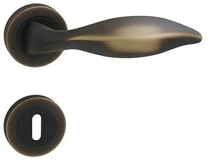Dverové kovanie MP Delfino - R (bronz mat.), kľučka-kľučka, Otvor pre obyčajný kľúč BB, MP OGS (bronz česaný mat)