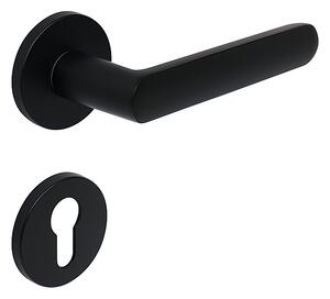 Dverové kovanie RICHTER Como (čierná matná), kľučka-kľučka, WC kľúč, RICHTER Čierna matná