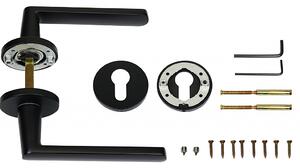 Dverové kovanie RICHTER Como (čierná matná), kľučka-kľučka, Otvor na cylindrickú vložku PZ, RICHTER Čierna matná