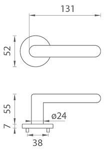 Dverové kovanie MP Alora - R 7S (OCS-CHROM BRÚSENÝ), kľučka-kľučka, WC kľúč, MP OCS (chróm brúsený)