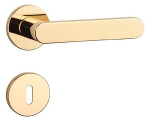 Dverové kovanie MP Alora - R 7S (MOSAZ LEŠTĚNÁ LAKOVANÁ), kľučka-kľučka, Otvor pre obyčajný kľúč BB, MP OLV (mosadz leštená a lakovaná)
