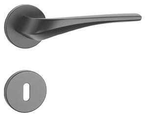 Dverové kovanie MP Dalia - R 7S (BS - Čierna matná), kľučka-kľučka, WC kľúč, MP BS (čierna mat)