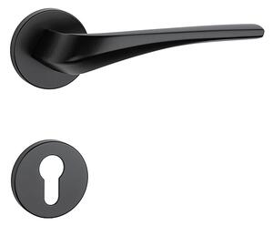 Dverové kovanie MP Dalia - R 7S (BS - Čierna matná), kľučka-kľučka, WC kľúč, MP BS (čierna mat)