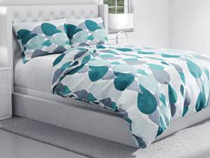 Biante Bavlnené posteľné obliečky Sandra SA-444 Sivo-petrolejové kvapky s ornamentami Predĺžené 140x220 a 70x90 cm