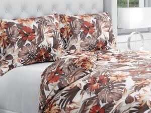 Biante Bavlnené posteľné obliečky Sandra SA-441 Hnedo-tehlové kvety a listy monstery Predĺžené 140x220 a 70x90 cm