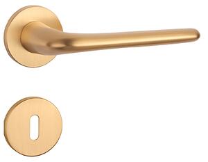 Dverové kovanie MP Azalia - R 7S (MOSADZ BRÚSENÁ), kľučka-kľučka, Otvor pre obyčajný kľúč BB, MP OLS (mosadz brúsená a lakovaná)