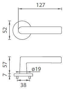 Dverové kovanie MP Arabis - R 7S (OCS - Chróm brúsený), kľučka-kľučka, Otvor pre obyčajný kľúč BB, MP OCS (chróm brúsený)