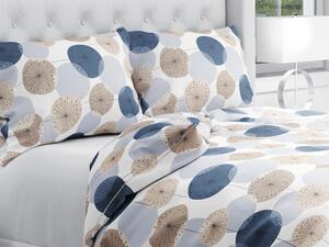 Biante Bavlnené posteľné obliečky Sandra SA-446 Modro-hnedé designové púpavy Predĺžené 140x220 a 70x90 cm