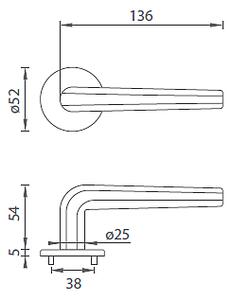 Dverové kovanie MP Oktagon R 4160 5 S (NP), kľučka-kľučka, Bez spodnej rozety, MP NP (nikel perla)