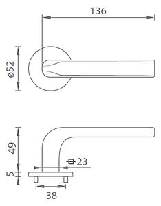 Dverové kovanie MP Ideal R 4162 5S (OCS), kľučka-kľučka, Bez spodnej rozety, MP OCS (chróm brúsený)