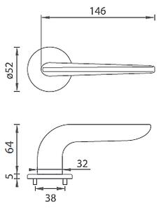 Dverové kovanie MP Angel - R 4163 5S (OC), kľučka-kľučka, Otvor na cylindrickú vložku PZ, MP OC (chróm lesklý)