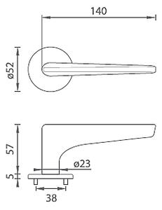 Dverové kovanie MP Optimal R 4164 5 S (NP - Nikel perla), kľučka-kľučka, Bez spodnej rozety, MP NP (nikel perla)