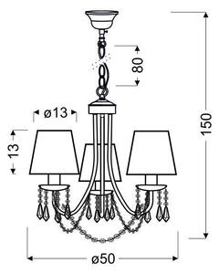 Luster na reťazi RUTI 3xE14/40W/230V