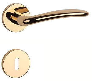 Dverové kovanie MP Ambrosia - R 7S (MOSADZ LEŠTENÁ LAKOVANÁ), kľučka-kľučka, Bez spodnej rozety, MP OLV (mosadz leštená a lakovaná)
