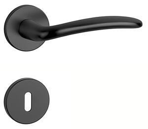 Dverové kovanie MP Ambrosia - R 7S (ČIERNA MATNÁ), kľučka-kľučka, Otvor na cylindrickú vložku PZ, MP BS (čierna mat)