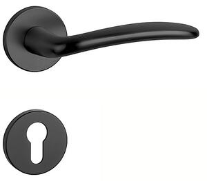 Dverové kovanie MP Ambrosia - R 7S (ČIERNA MATNÁ), kľučka-kľučka, Otvor na cylindrickú vložku PZ, MP BS (čierna mat)
