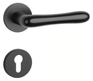 Dverové kovanie MP Cynia - R 7S (BS - Čierna matná), kľučka-kľučka, Otvor na cylindrickú vložku PZ, MP BS (čierna mat)