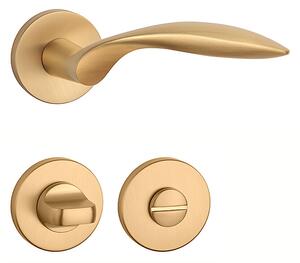 Dverové kovanie MP Gerbera- R 7S (OLS - Mosadz brúsená), kľučka-kľučka, Bez spodnej rozety, MP OLS (mosadz brúsená a lakovaná)