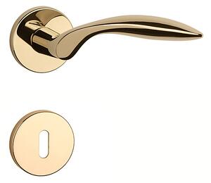 Dverové kovanie MP Gerbera- R 7S (OLV - Mosadz leštená lakovaná), kľučka-kľučka, Otvor pre obyčajný kľúč BB, MP OLV (mosadz leštená a lakovaná)