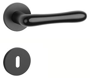 Dverové kovanie MP Cynia - R 7S (BS - Čierna matná), kľučka-kľučka, WC kľúč, MP BS (čierna mat)