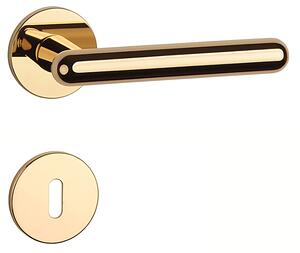 Dverové kovanie MP Asteria - R 5S (OLV - Mosadz leštená lakovaná), kľučka-kľučka, Otvor pre obyčajný kľúč BB, MP OLV (mosadz leštená a lakovaná)