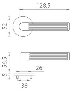 Dverové kovanie MP Lobelia - R 5S (OLV - Mosadz leštená lakovaná), kľučka-kľučka, Bez spodnej rozety, MP OLV (mosadz leštená a lakovaná)