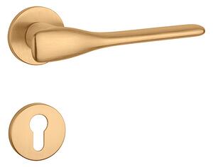 Dverové kovanie MP Orchide - R 7S (OLS - Mosadz brúsená), kľučka-kľučka, Bez spodnej rozety, MP OLS (mosadz brúsená a lakovaná)