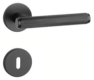 Dverové kovanie MP Kerria - R 7S (BS - Čierna matná), kľučka-kľučka, Bez spodnej rozety, MP BS (čierna mat)