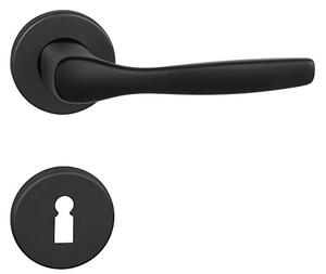 Dverové kovanie MP Luxor - R (BS - Čierna matná), kľučka-kľučka, WC kľúč, MP BS (čierna mat)