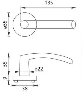 Dverné kovanie MP Esso - R (BS - čierna matná), kľučka-kľučka, WC kľúč, MP BS (čierna mat)