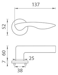 Dverové kovanie MP Robinia - R 7S (OLS - Mosadz brúsená), kľučka-kľučka, Bez spodnej rozety, MP OLS (mosadz brúsená a lakovaná)