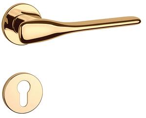 Dverové kovanie MP Orchide - R 7S (OLV - Mosadz leštená lakovaná), kľučka-kľučka, Bez spodnej rozety, MP OLV (mosadz leštená a lakovaná)