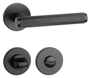 Dverové kovanie MP Kerria - R 7S (BS - Čierna matná), kľučka-kľučka, Otvor na cylindrickú vložku PZ, MP BS (čierna mat)