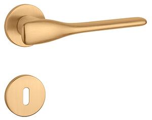Dverové kovanie MP Orchide - R 7S (OLS - Mosadz brúsená), kľučka-kľučka, Bez spodnej rozety, MP OLS (mosadz brúsená a lakovaná)