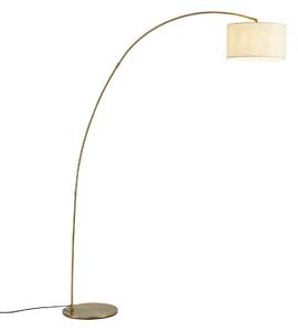 Moderná oblúková lampa mosadzná s béžovým tienidlom - Vinossa