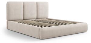 Béžová čalúnená dvojlôžková posteľ s úložným priestorom s roštom 180x200 cm Brody – Mazzini Beds