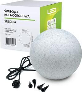 Záhradné svietidlo guľové „kameň“ 28 cm, E27, IP65, sivé