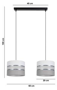 Luster na lanku CORAL 2xE27/60W/230V biela/šedá